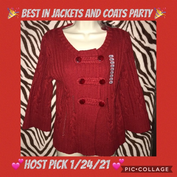 Heather B Small Red sweater jacket with flare 🍒 - Picture 1 of 5